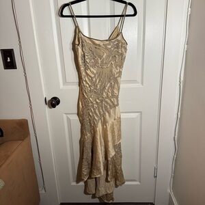 Sue Wong Champagne High Low Dress with Embellishments